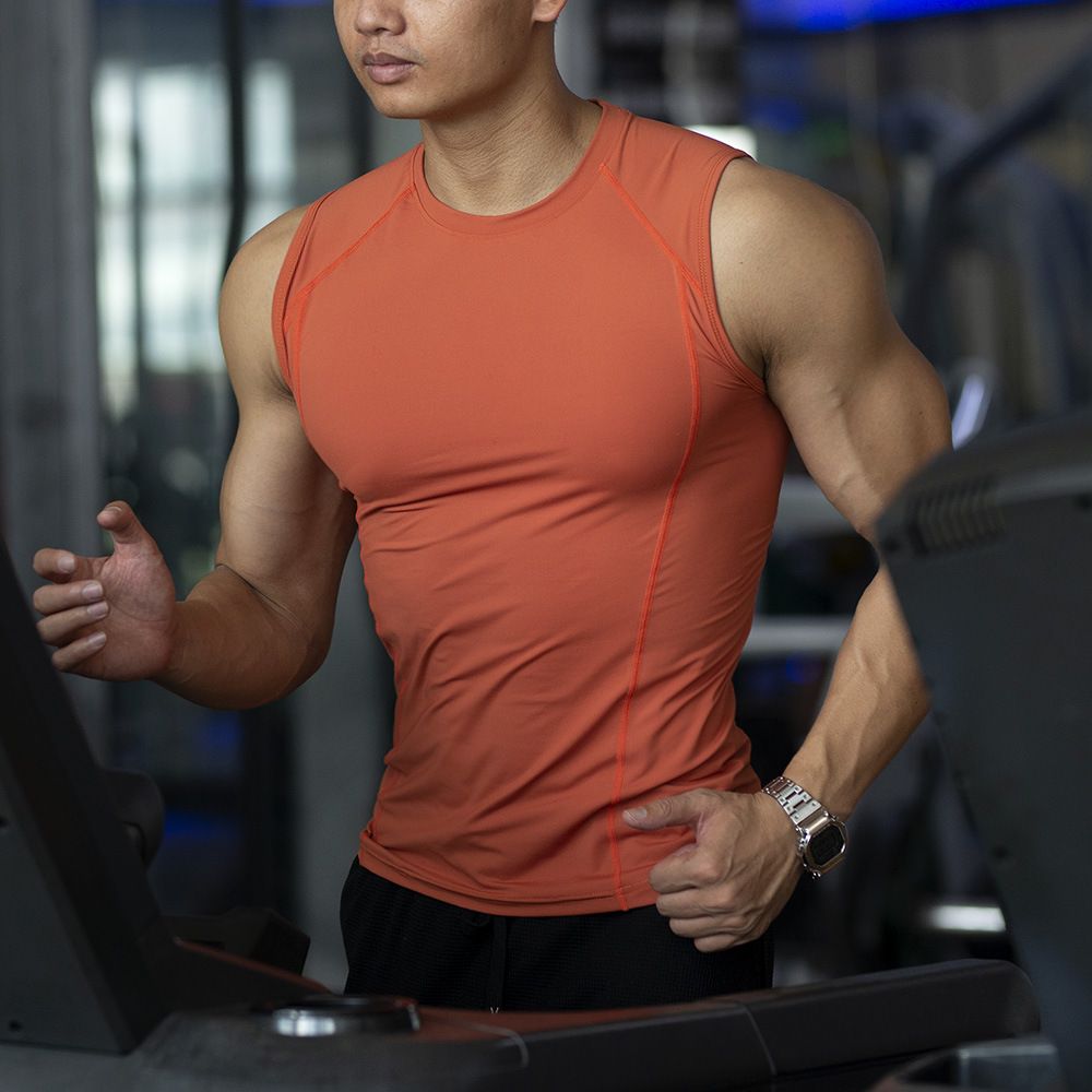 Men's Clothing Fitness Quick Drying Vest Men's Tights Elastic Breathable Sweat Absorbent Sleeveless Coach High Elastic Compression Clothing Training_viptrois.com