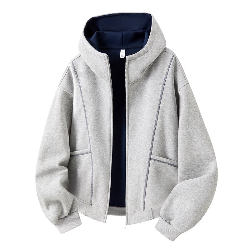 Unisex Zip-Up Hoodie – Oversized Open-Front Sweatshirt With Adjustable Hood (Black/Light Grey/Navy, Cotton-Blend, S-XXL, Relaxed Fit For Layering)_viptrois.com