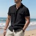 Men's Summer Casual Shirt European Size Breathable Linen Multi Pocket Buttoned Loose Fit Beach Workwear Short Sleeve_viptrois.com
