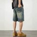 Men's Distressed Denim Shorts 5-Inch Inseam Relaxed Fit Vintage Washed Casual Summer Shorts Vintage Washed Finish_viptrois.com