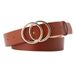 Women's Belts double-ring belt round buckle alloy snap belt student simple trouser belt sweater coat decorative belt_viptrois.com
