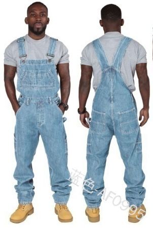 Stylish Men's Suspender Denim Jumpsuit Ripped Jeans Trousers_viptrois.com