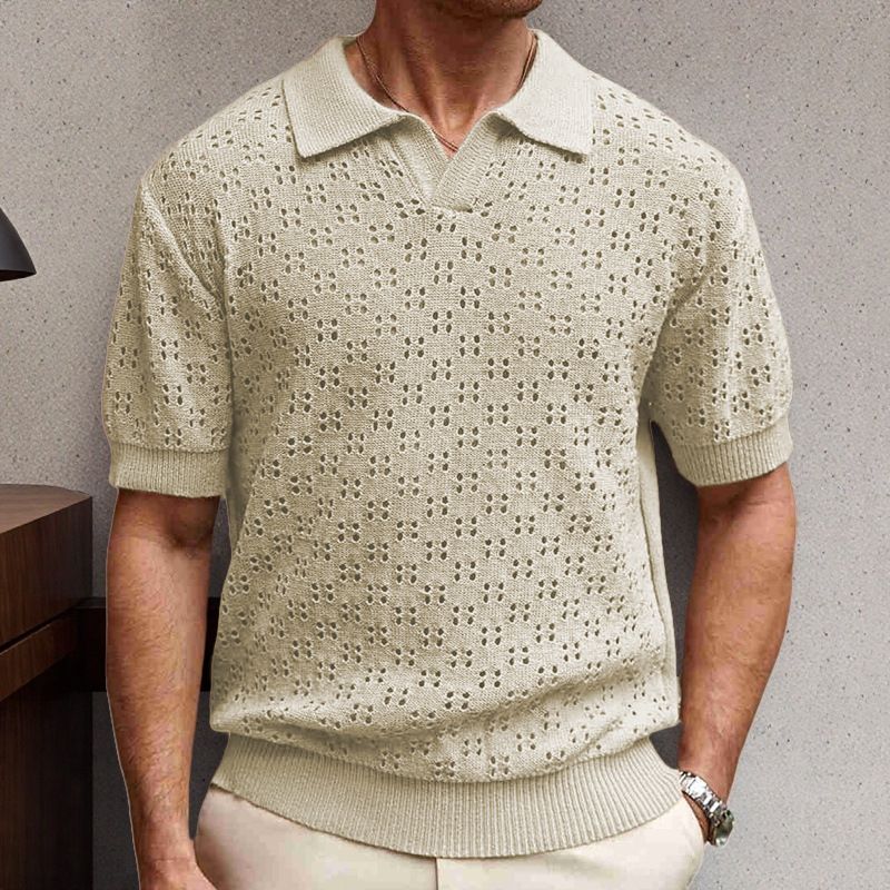Men's Clothing Men's Casual Sweaters Fashion Swallowtail Collar Cool Silk Knitted POLO Shirt SY0028_viptrois.com