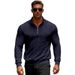 Men's Heavyweight Zip-Up Sweatshirt – Stand Collar Jacquard Pullover (Black, Navy, Khaki, Light Gray, White, S-XXXL)_viptrois.com