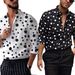 Men's Clothing Men's New Polka Dot Printed Casual All Match Long Sleeve Shirt_viptrois.com