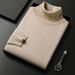 Men's Winter High Neck Sweater, Thick Knit Pullover, Loose Fit Casual Solid Color Top, Warm Comfortable & Stylish_viptrois.com