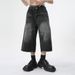 Men's Clothing Summer High Street Profile Wide Leg Drape Seven Point Jeans_viptrois.com