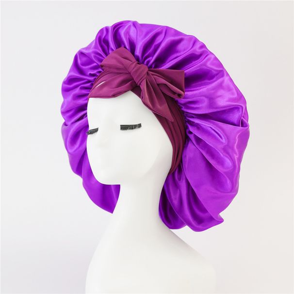 Ribbon bow Satin beauty care hair wide brimmed hat headscarf Nightcap_viptrois.com