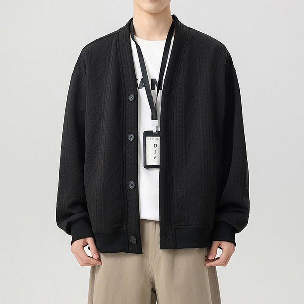 Autumn And Winter New Jacquard Knitted Plus Size Cardigan Casual V-neck Sweatshirt Long Sleeved Jacquard Loose Inner Layer_viptrois.com