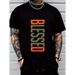 Casual Cuello Redondo Hombre Talla Grande Patrón Geométrico, Tejido Algodón Suave, Estiramiento Medio - Camiseta De_viptrois.com