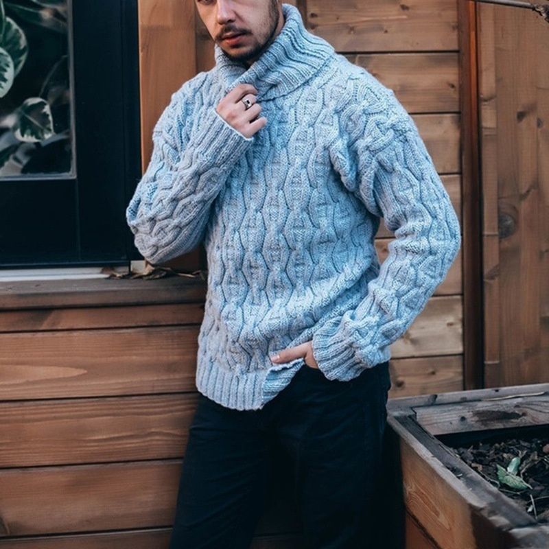 Loom 2023 Foreign Trade Cross-Border Autumn Winter Diamond Twist Thick New Yarn Knitted Sweater European American Style Men's_viptrois.com