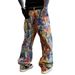 Illusion Paint High-version Graffiti Jeans Men's Original Straight-leg Pants Unique Chic Wide-leg Pants New_viptrois.com