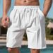 Men's Clothing Summer Thin Linen Breathable Solid Color Beach Sports Casual Loose Five-Point Shorts_viptrois.com