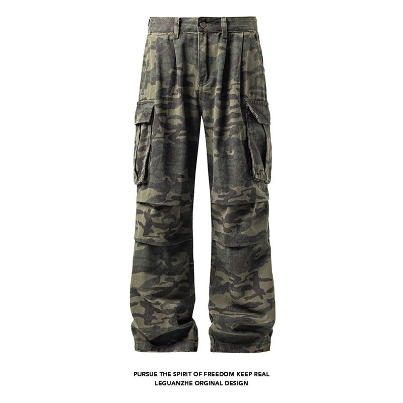 Camouflage Pants For Men, Spring And Autumn, Drapey Wide-leg American Style Trendy Brand, Loose Straight-leg Long Pants,_viptrois.com