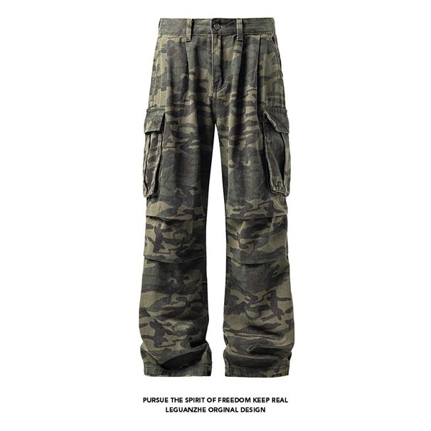 Camouflage Pants For Men, Spring And Autumn, Drapey Wide-leg American Style Trendy Brand, Loose Straight-leg Long Pants,_viptrois.com