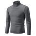 Men's Slim-Fit High Neck Knit Sweater – Minimalist Long-Sleeve Pullover For Casual & Layering_viptrois.com