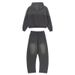Men's Retro Loose Fit Hoodie & Jogger Set - Fleece-Lined Streetwear With Cat Whisker Design, Winter Casual Outfit For Urban Style (Grey/Black, S-XXL_viptrois.com