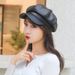 Autumn Winter Beret For Women PU Leher Solid Color Versile Artist Spring Korean Style Internet Celebrity Octagonal_viptrois.com