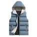 Men's Hooded Vest Jacket For Autumn Winter, Casual Sleeveless Zip-Up Waistcoat, Lightweight Sports Outerwear Side Pockets Polyester Blend (Black_viptrois.com