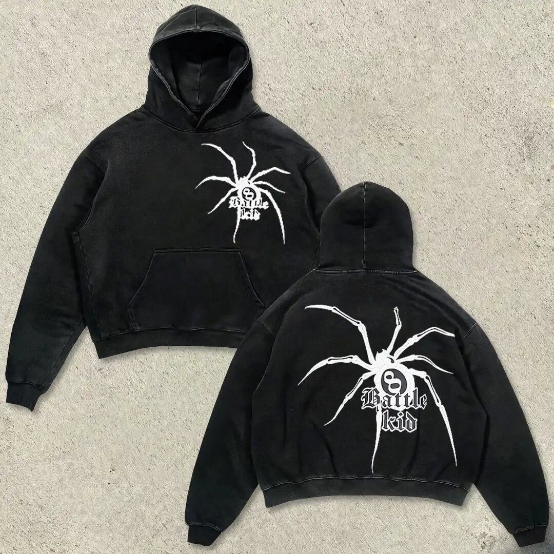 Korean Style Autumn Winter New Spider Versatile Personality Print Hoodie Sweatshirt 10.30_viptrois.com