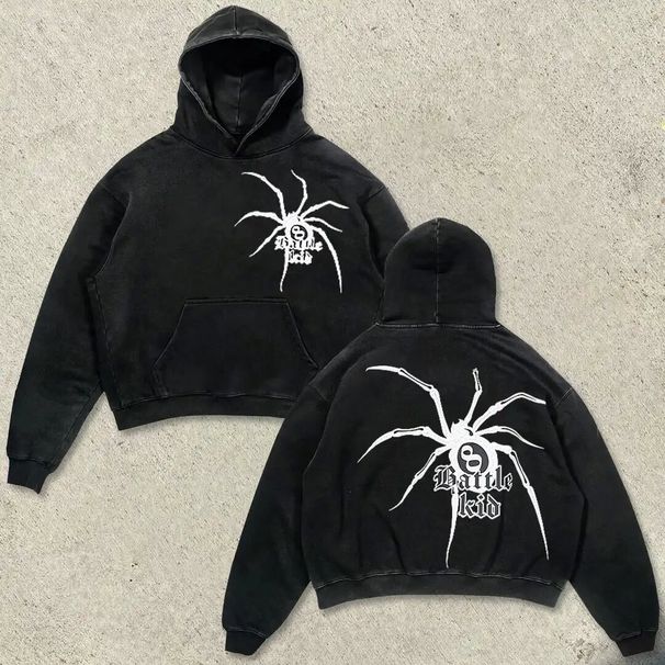 Korean Style Autumn Winter New Spider Versatile Personality Print Hoodie Sweatshirt 10.30_viptrois.com