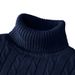 Men's Ribbed Knit Sweater High Neck Slim Fit Warm Pullover Solid Color Stretchable Winter Top_viptrois.com