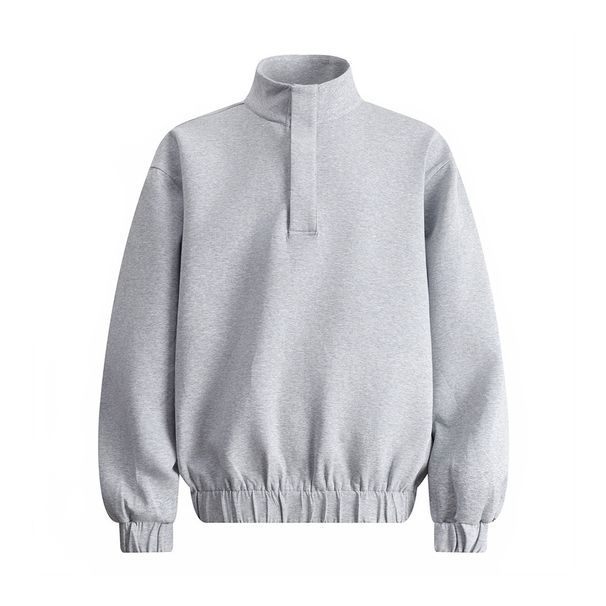 Spring And Autumn Men's Sweatshirt Vibe Trendy Brand American Style Solid Color Versatile Pullover Half-Zip Stand Collar_viptrois.com