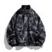 Men's Stand Collar Jacket – Retro Digital Print Windbreaker (Black/Grey/Caramel, M-8xl) Fashion Trends_viptrois.com
