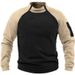 Men's Fleece Pullover Sweatshirt - 280g Heavyweight Tactical Outdoor Hoodie, Loose Fit, Solid Color, Long Sleeve, For Sports & Casual Wear (Black,_viptrois.com