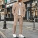 Men's Casual Jacket Two Piece Set American Style Autumn Fashion Trendy Pocket Lapel Jacquard Design_viptrois.com