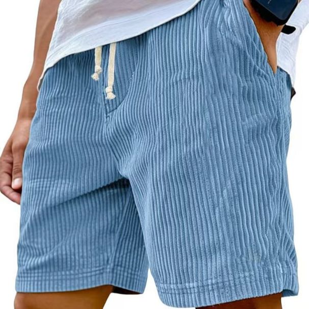 Pantalones Cortos Casuales De Pana Para Hombre, Primavera Y Verano, Cintura Elástica, Para Fitness Y Trabajo, Color Sólido_viptrois.com