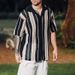 Men's Clothing Spring And Summer New Casual Knitted Splicing Striped Mesh Top Light Business Men's Shirt_viptrois.com