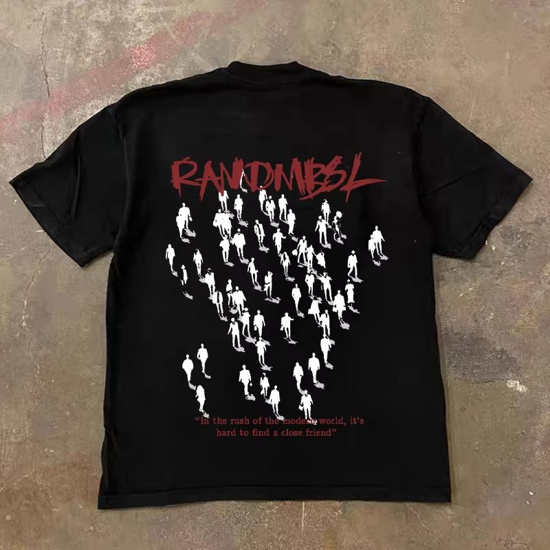 Unisex Oversized Heavyweight Cotton T-Shirt With Abstract Print For Men And Women, Y2k Aesthetic Streetwear, Soft Breathable Tee For Casual Wear_viptrois.com