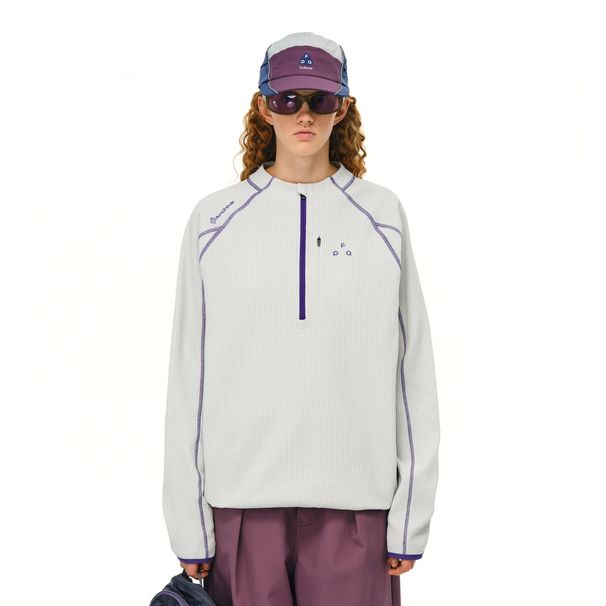 Half-Zip Color-Block Contrast Ing Autumn Unisex American Design Loose Fit Sports Versatile Couple Style Long_viptrois.com