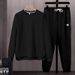 Men's Clothing Unisex Casual Sportswear Set - Breathable Long Sleeve Top & Loose Fit Jogger Pants For Running, Gym & Daily Wear (Black/White/Grey)_viptrois.com