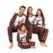 Christmas Family dress Christmas Family home dress plaid fawn print round neck pajamas set_viptrois.com