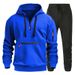 Men's Fleece Hoodie & Jogger Set With Zipper Pocket - Winter Pullover Sweatshirt & Pants Outfit For Casual & Sport (Black, S-XXXL_viptrois.com