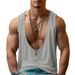 Men's Clothing Large V Neck T Shirt Solid Color Thin Casual Sweat Shirt Sleeveless Breathable Waistcoat Sports Vest_viptrois.com