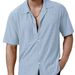 Cross-border Foreign Trade Men's Casual Button-sleeve Shirt Top_viptrois.com