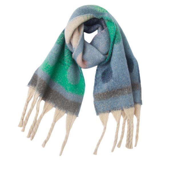 Unisex Thickened bib jacquard coarse fringe gradient polka dot scarf_viptrois.com