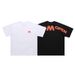 Spring Summer New Chinese Style American English Raglan Print Narrow Neck Short Sleeve T-Shirt Unisex Loose Black_viptrois.com