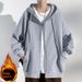 Cardigan Kangaroo Pocket Solid Color Sweater Loose And Double Open Fleece Thickened Smooth Lamb Fleece Long Sleeve Hooded Jacket_viptrois.com