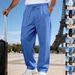 Men's Clothing Men's Casual Trousers Loose Straight Leg Solid Color Sports Pants Simple Design_viptrois.com