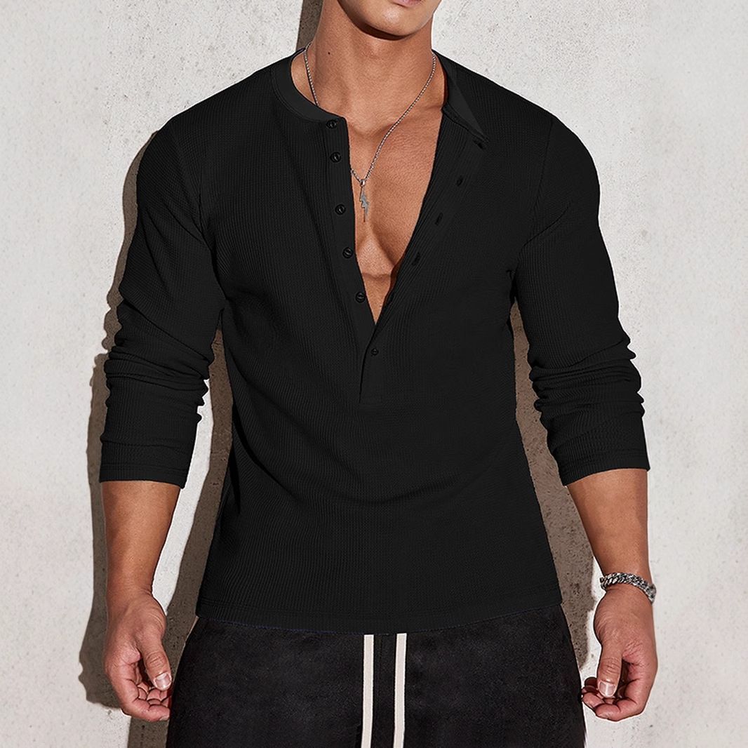 Men's Athletic Polo Shirt – Vertical Stripe Design, Breathable Cotton Blend, Stand Collar & Long Sleeves For Sports & Casual Wear_viptrois.com