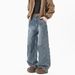 Men’s Vintage Washed Distressed Jeans – Light/Dark Blue, Loose Straight Fit, American-Style Denim Pants (S-XXXL)_viptrois.com