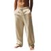 Men's Clothing Men's Lace Up Beach Breathable Cotton And Linen Loose Casual Sports Trousers Men_viptrois.com