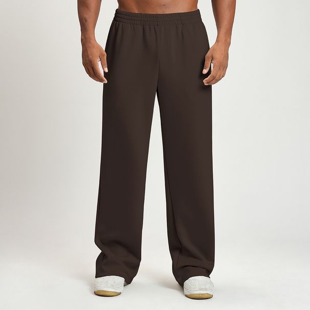 Men's Wide-Leg Jogger Pants - Breathable Stretch Polyester Lounge Pants For Running, Gym & Streetwear (Black, Oatmeal, Grey, Brown, Lavender)_viptrois.com