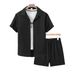 Men's Clothing New Jacquard Men's Short Sleeved Shirt Shorts Sports Leisure Beach Two Piece Suit_viptrois.com
