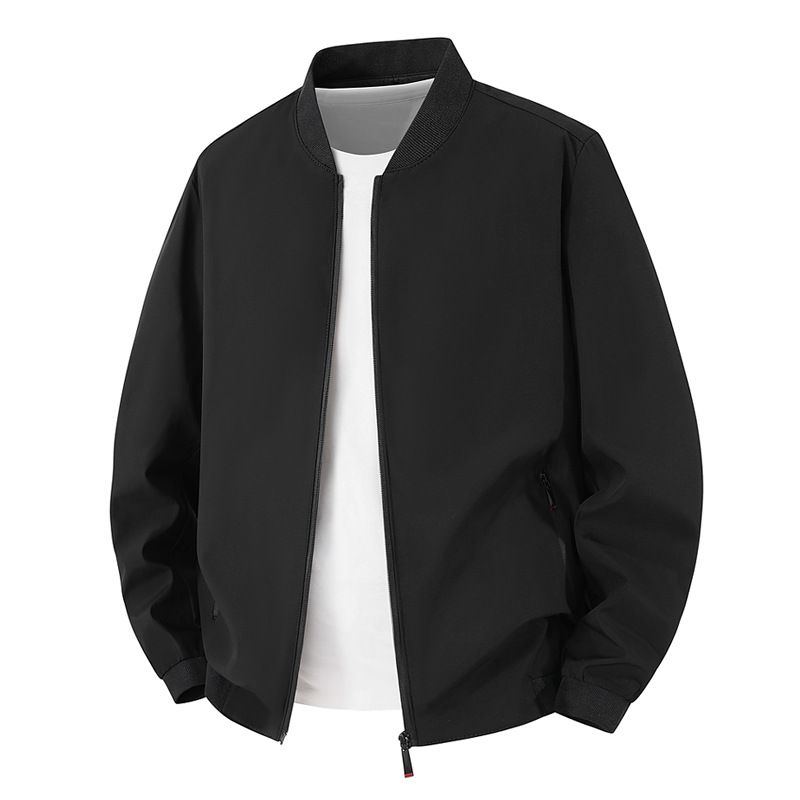 Men's Spring And Autumn Baseball Jersey Simple And Versatile Trendy Middle-aged Stand-up Collar Jacket Casual Top Jacket_viptrois.com