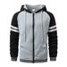 Men's Color-Block Hooded Sweatshirt - Thickened Polyester Zip-Up Jacket For Gym & Casual Wear Fashion Trends_viptrois.com